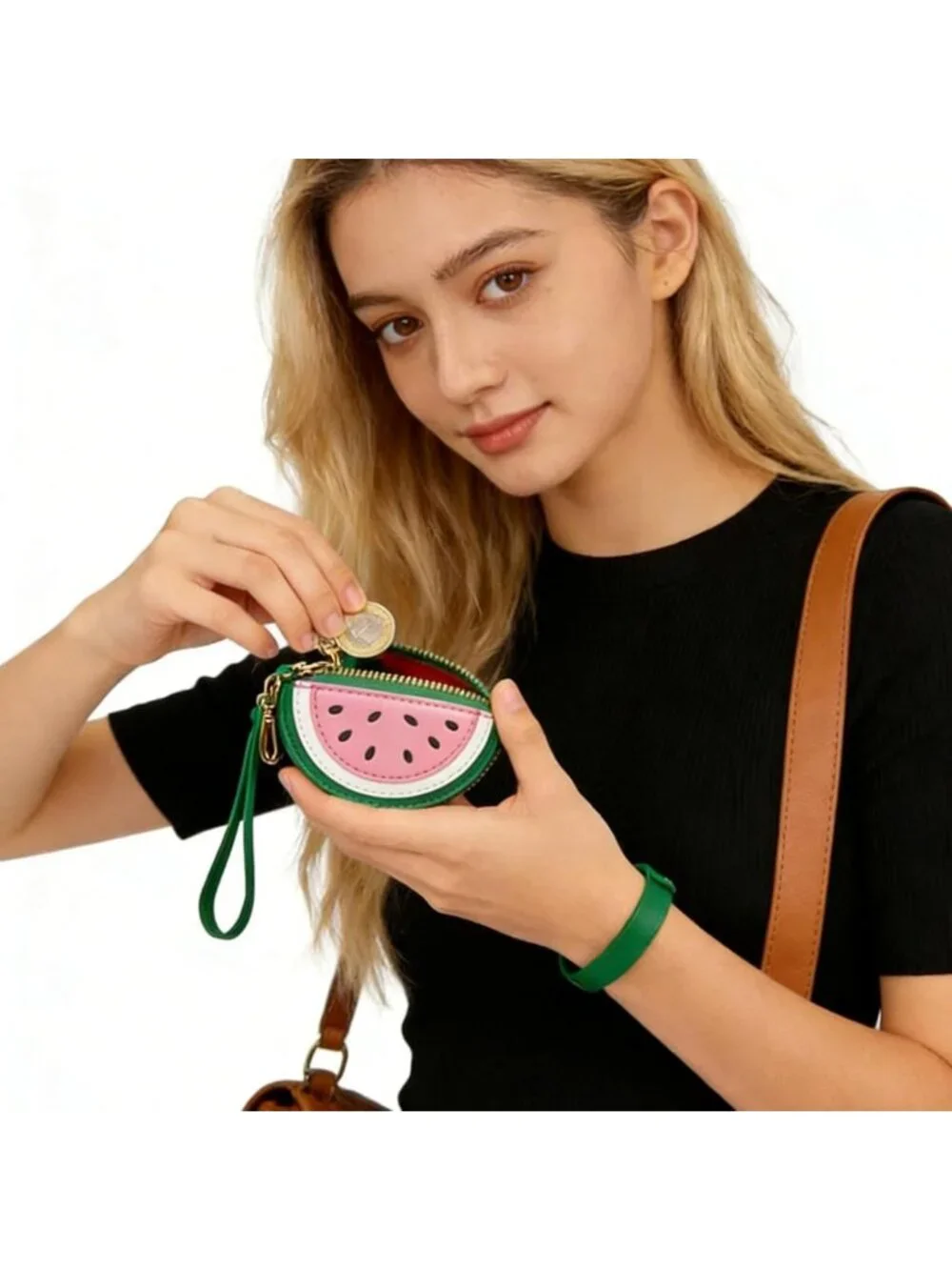 Cute Watermelon Mini Coin Purse Keychain | Fruit Charm Wallet for Women
